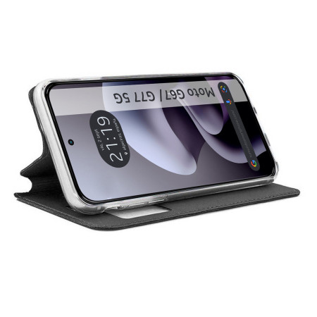 Funda Libro Soporte con Ventana para Motorola Moto g67 / g77 5G color Negra