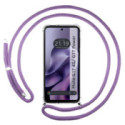 Funda Colgante Transparente para Motorola Moto g17 / g17 Power 4G con Cordon Morado