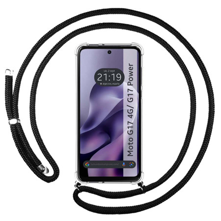 Funda Colgante Transparente para Motorola Moto g17 / g17 Power 4G con Cordon Negro