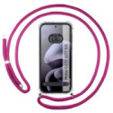 Funda Colgante Transparente para Motorola Moto g67 / g77 5G con Cordon Rosa Fucsia