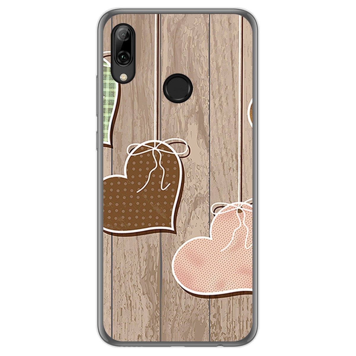 Funda Gel Tpu para Huawei P Smart 2019 / Honor 10 Lite diseño Corazones Madera Dibujos