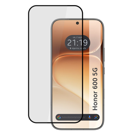 Protector Cristal Templado Completo 5D Full Glue Negro para Huawei Honor 600 5G Vidrio