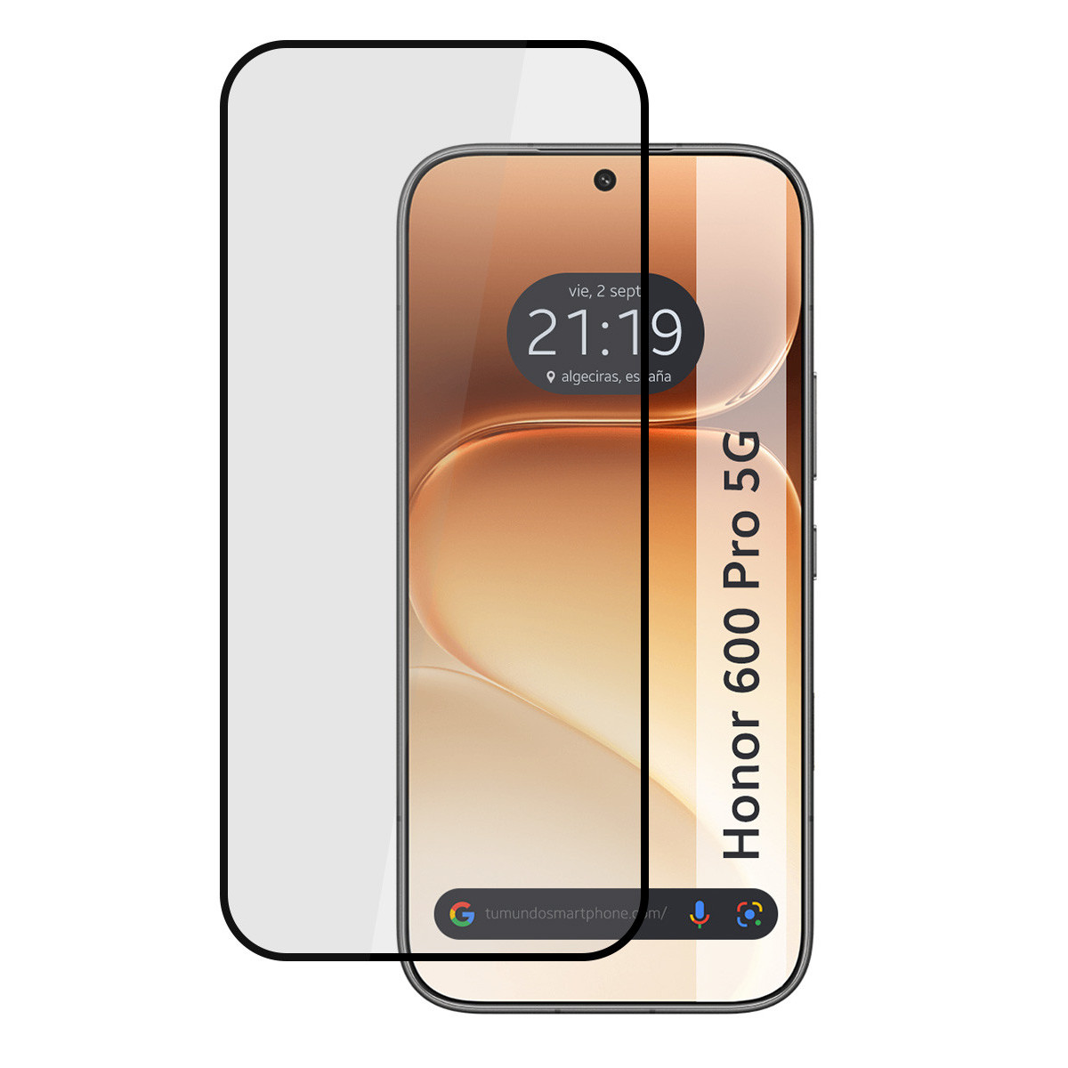 Protector Cristal Templado Completo 5D Full Glue Negro para Huawei Honor 600 Pro 5G Vidrio
