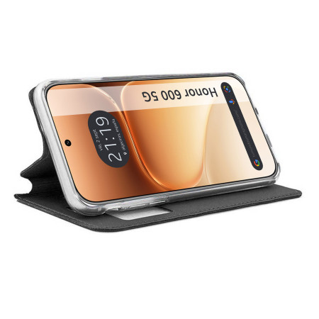 Funda Libro Soporte con Ventana para Huawei Honor 600 5G color Negra
