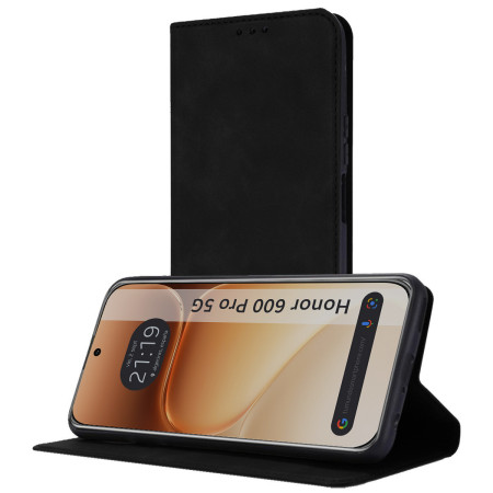 Funda Libro de Polipiel con tarjetero para Huawei Honor 600 5G color Negra