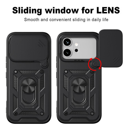 Funda Tough Armor con Anillo Giratorio Negra para Huawei Honor 600 5G