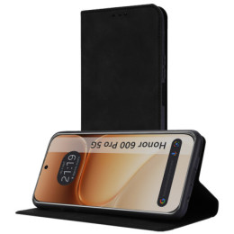 Funda Libro de Polipiel con tarjetero para Huawei Honor 600 Pro 5G color Negra