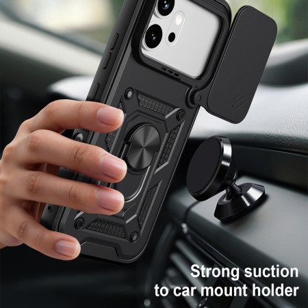 Funda Tough Armor con Anillo Giratorio Negra para Huawei Honor 600 Pro 5G