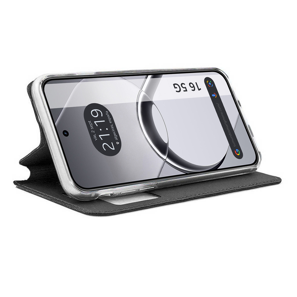 Funda Libro Soporte con Ventana para Realme 16 5G color Negra