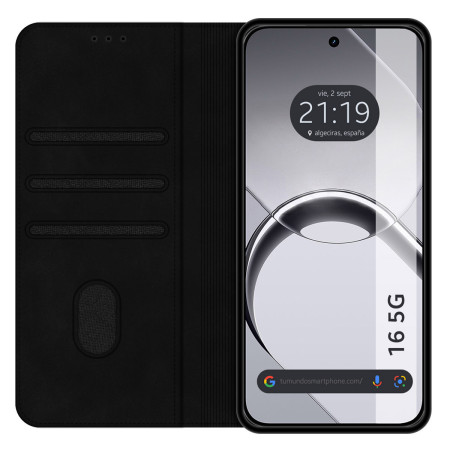 Funda Libro de Polipiel con tarjetero para Realme 16 5G color Negra