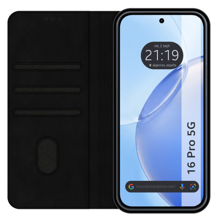 Funda Libro de Polipiel con tarjetero para Realme 16 Pro 5G color Negra