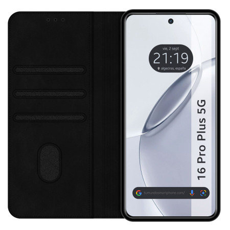 Funda Libro de Polipiel con tarjetero para Realme 16 Pro+ Plus 5G color Negra
