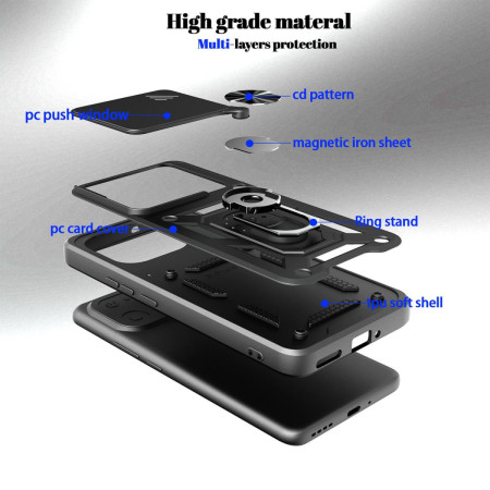 Funda Tough Armor con Anillo Giratorio Negra para Realme 16 Pro+ Plus 5G
