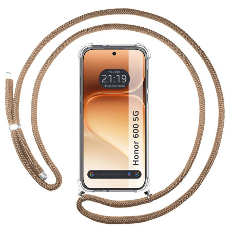 Funda Colgante Transparente para Huawei Honor 600 5G con Cordon Camel