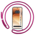 Funda Colgante Transparente para Huawei Honor 600 5G con Cordon Rosa Fucsia