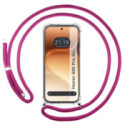 Funda Colgante Transparente para Huawei Honor 600 Pro 5G con Cordon Rosa Fucsia