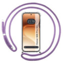 Funda Colgante Transparente para Huawei Honor 600 Pro 5G con Cordon Morado