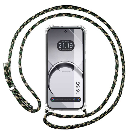 Funda Colgante Transparente para Realme 16 5G con Cordon Verde / Dorado