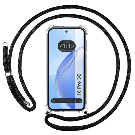 Funda Colgante Transparente para Realme 16 Pro 5G con Cordon Negro