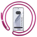 Funda Colgante Transparente para Realme 16 Pro+ Plus 5G con Cordon Rosa Fucsia