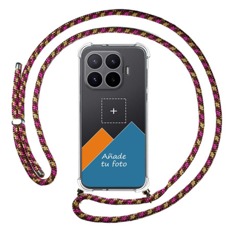 Personaliza tu Funda Colgante Transparente para Xiaomi 17T 5G con Cordon Rosa / Dorado Dibujo Personalizada