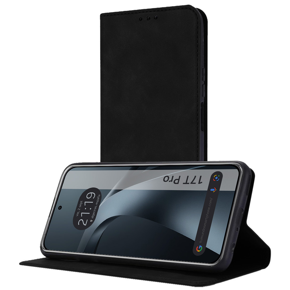 Funda Libro de Polipiel con tarjetero para Xiaomi 17T Pro 5G color Negra