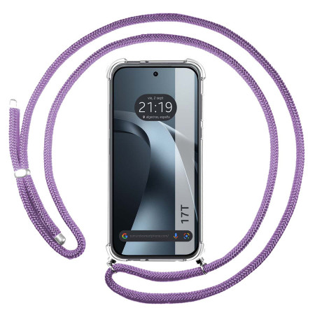 Funda Colgante Transparente para Xiaomi 17T 5G con Cordon Morado