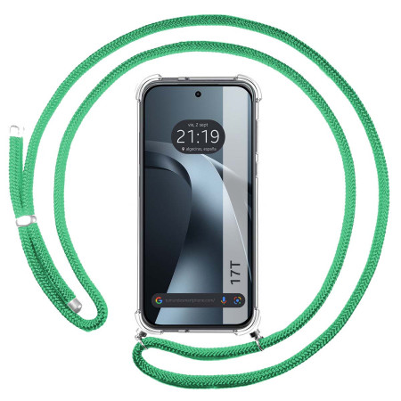 Funda Colgante Transparente para Xiaomi 17T 5G con Cordon Verde Agua