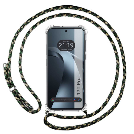 Funda Colgante Transparente para Xiaomi 17T Pro 5G con Cordon Verde / Dorado