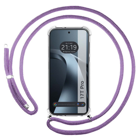 Funda Colgante Transparente para Xiaomi 17T Pro 5G con Cordon Morado