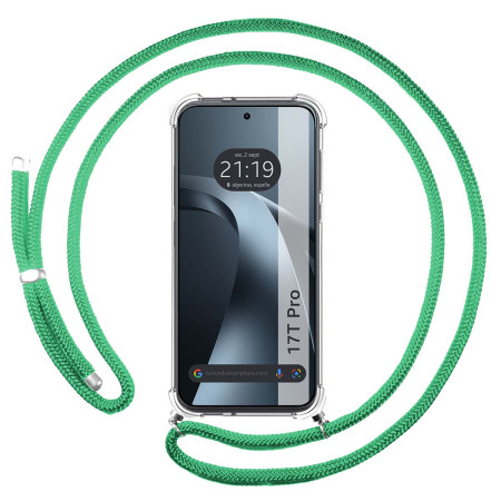 Funda Colgante Transparente para Xiaomi 17T Pro 5G con Cordon Verde Agua