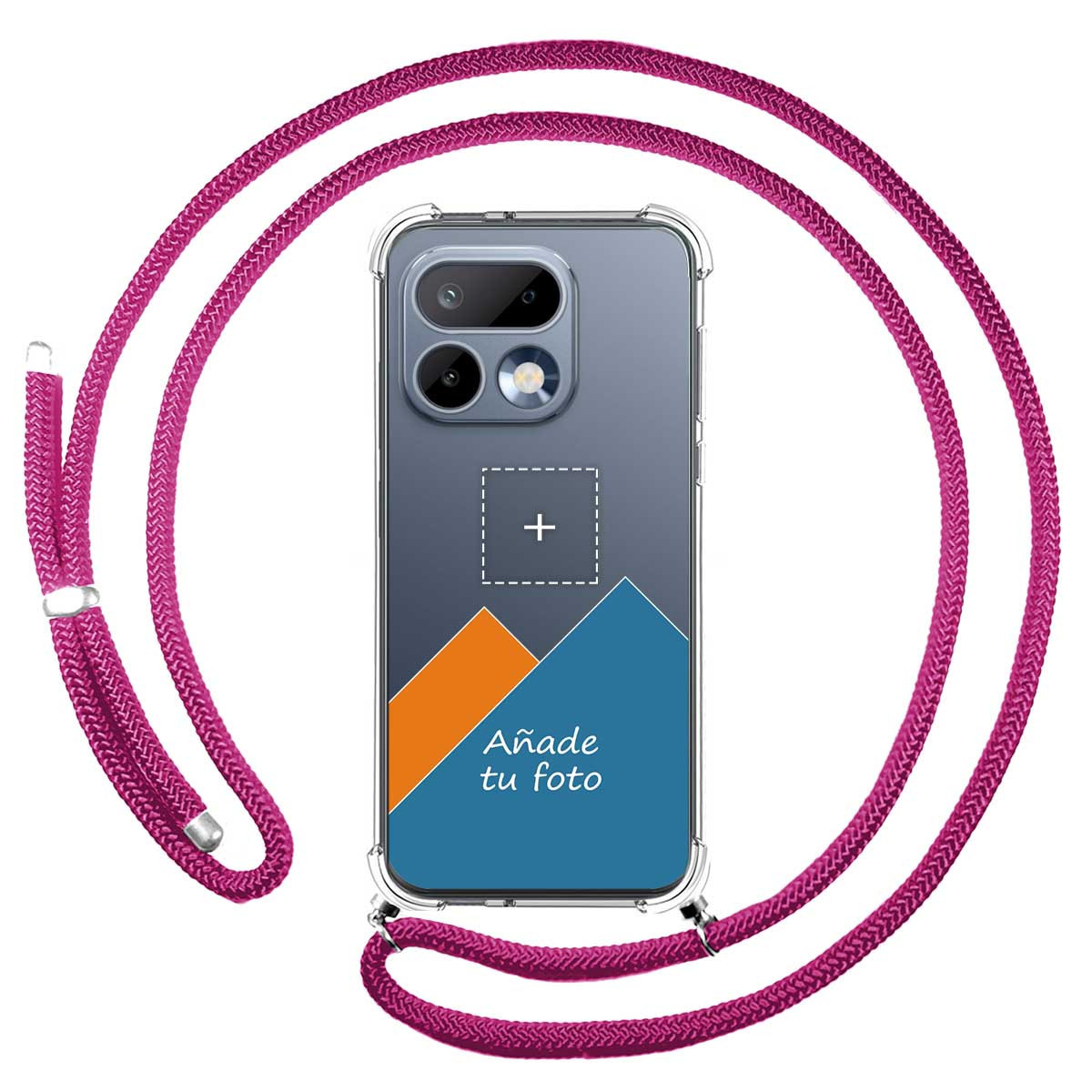 Personaliza tu Funda Colgante Transparente para Realme 16 Pro 5G con Cordon Rosa Fucsia Dibujo Personalizada