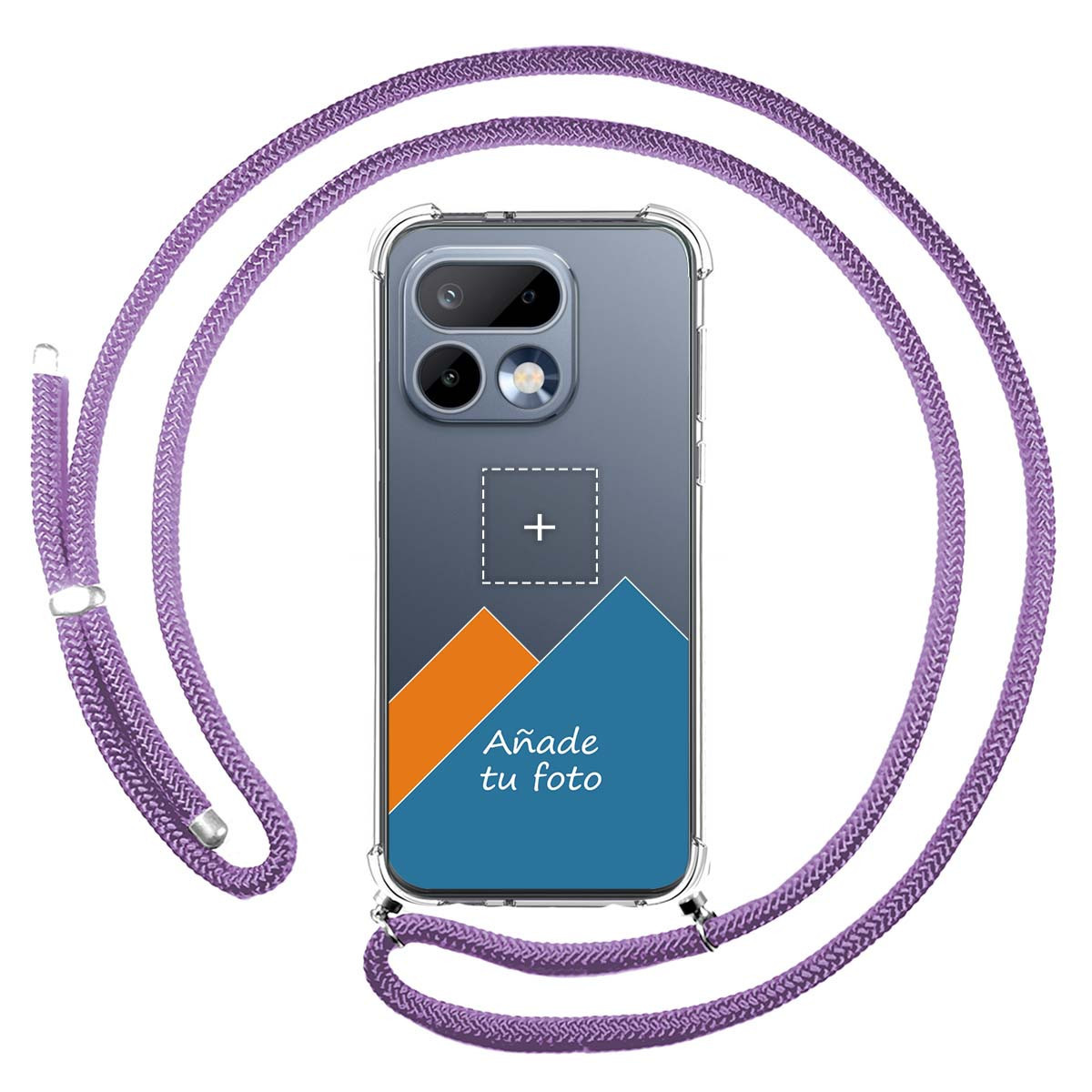 Personaliza tu Funda Colgante Transparente para Realme 16 Pro 5G con Cordon Morado Dibujo Personalizada