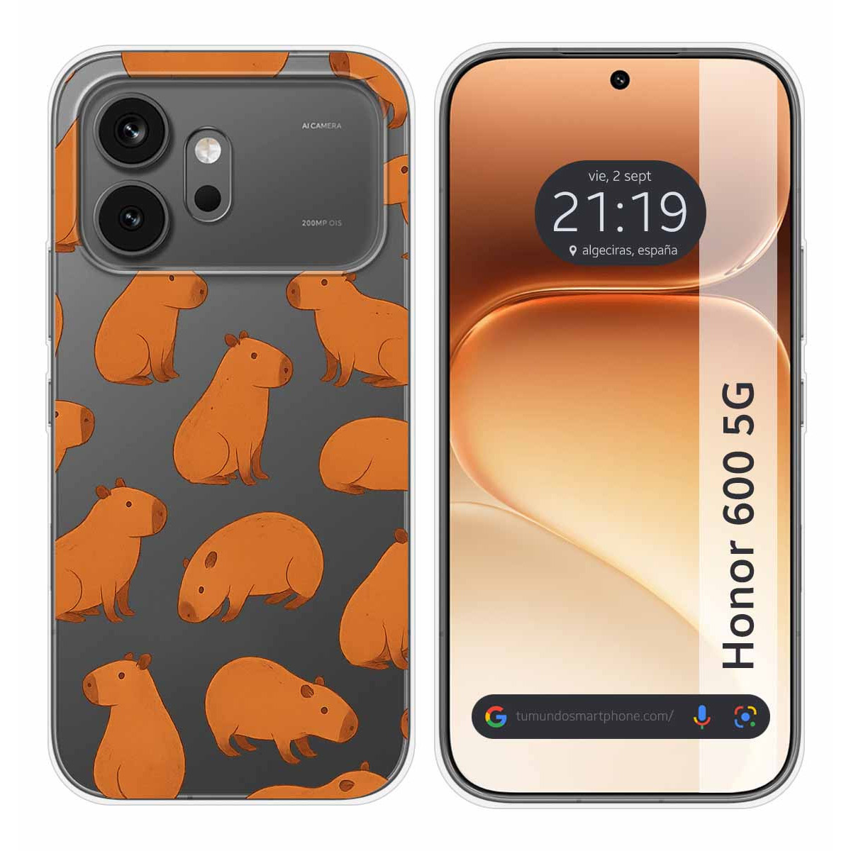 Funda Silicona Transparente para Huawei Honor 600 5G diseño Capibara 02 Dibujos