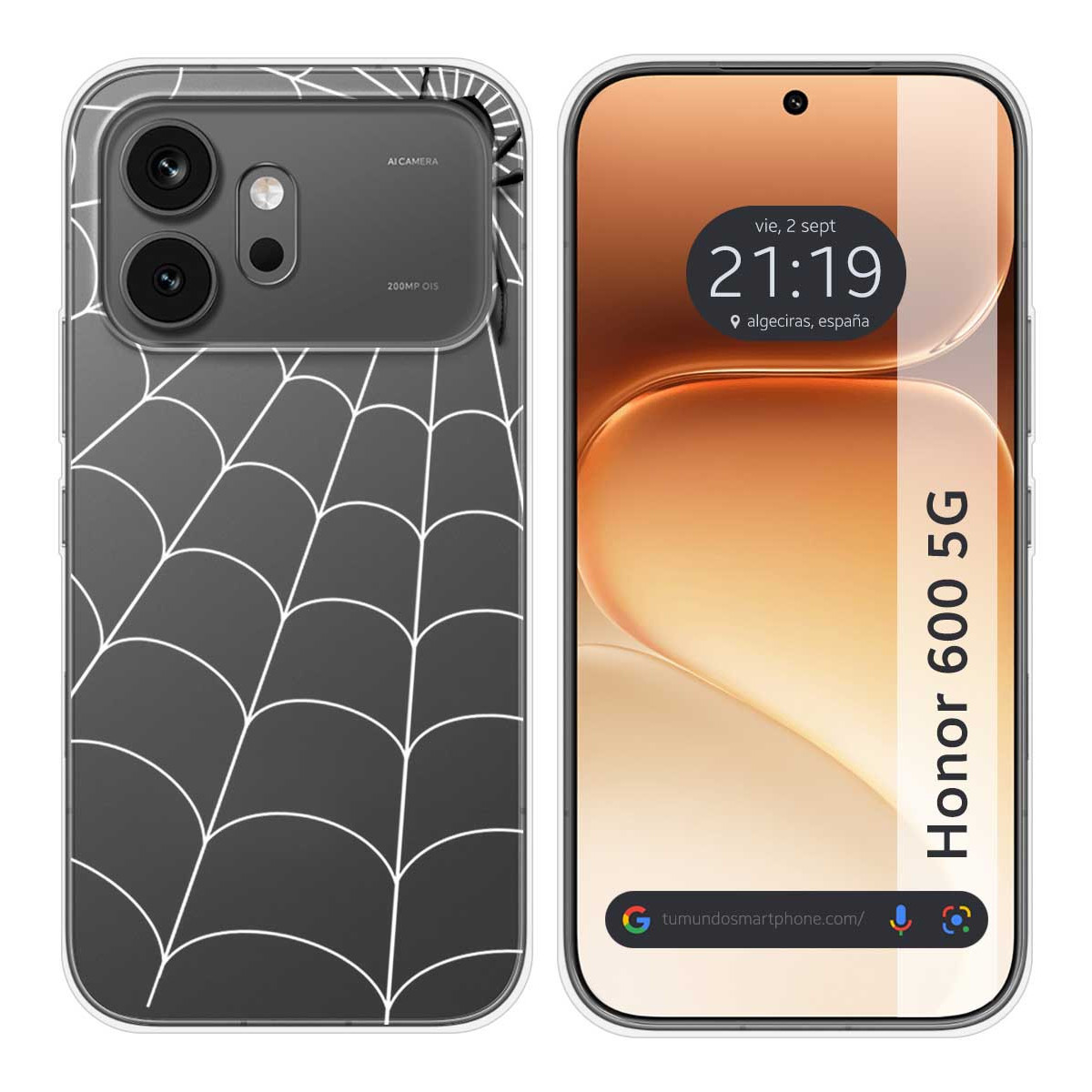 Funda Silicona Transparente para Huawei Honor 600 5G diseño Araña Dibujos