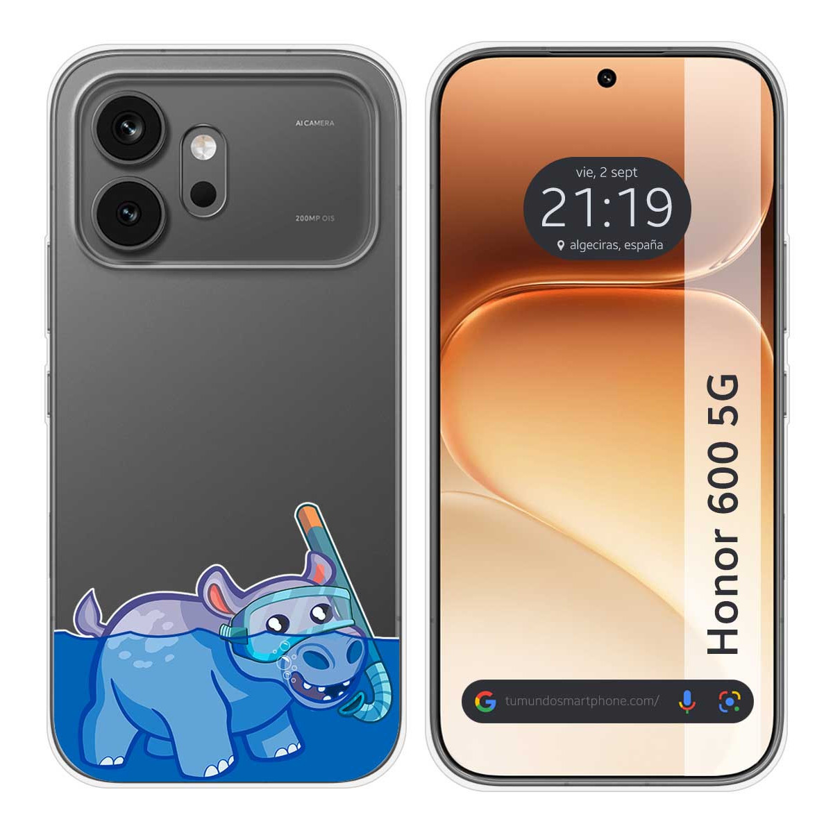 Funda Silicona Transparente para Huawei Honor 600 5G diseño Hipo Dibujos
