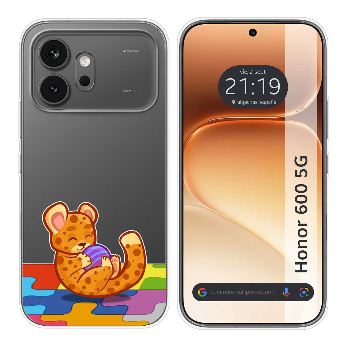 Funda Silicona Transparente para Huawei Honor 600 5G diseño Leopardo Dibujos