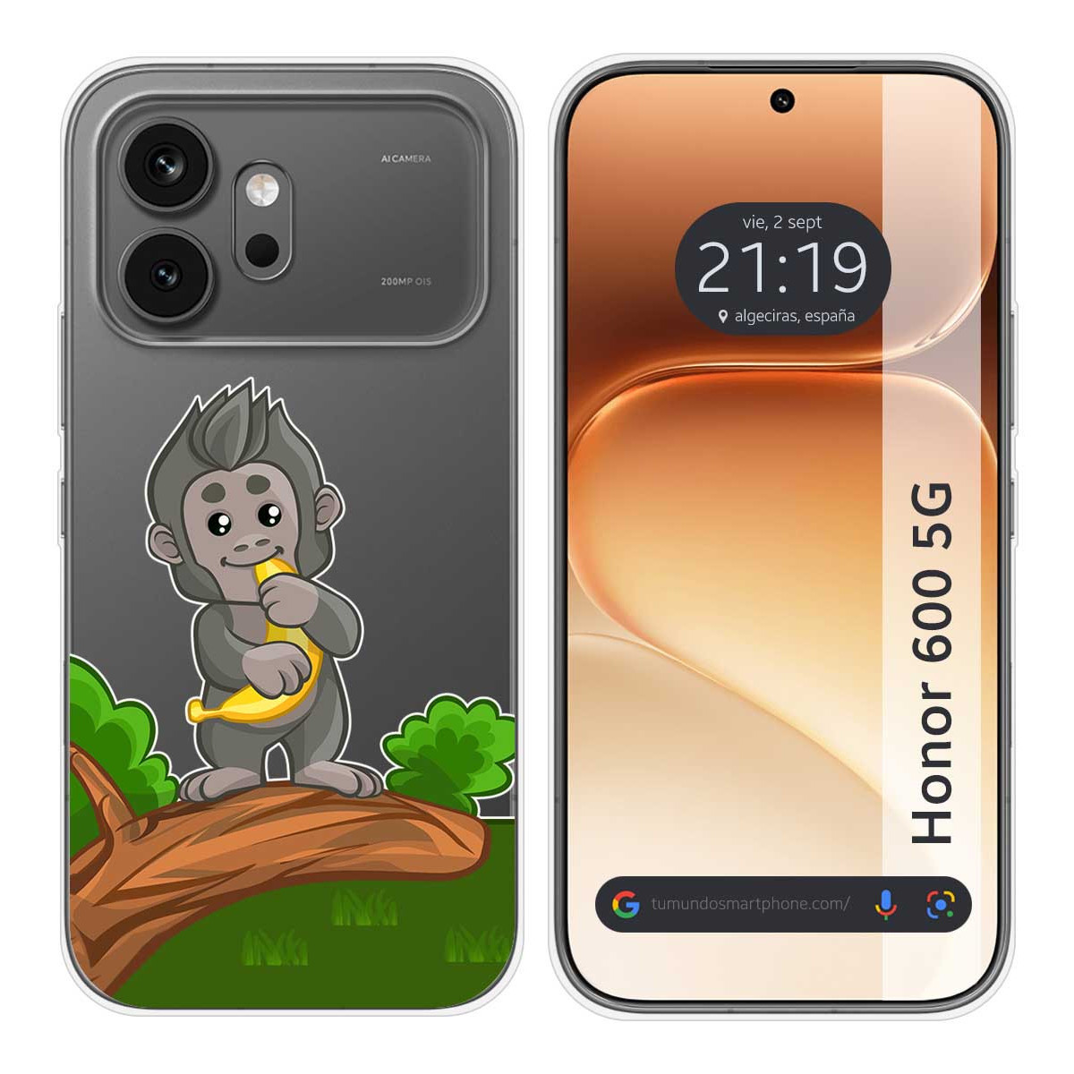 Funda Silicona Transparente para Huawei Honor 600 5G diseño Mono Dibujos