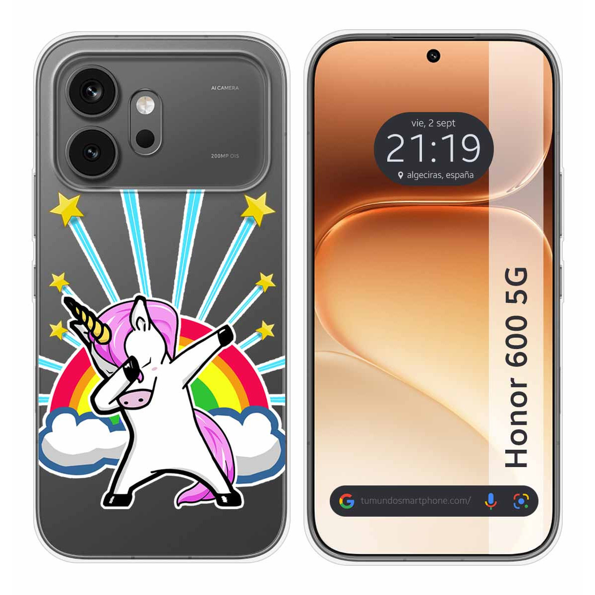 Funda Silicona Transparente para Huawei Honor 600 5G diseño Unicornio Dibujos