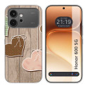 Funda Silicona para Huawei Honor 600 5G diseño Corazones Madera Dibujos