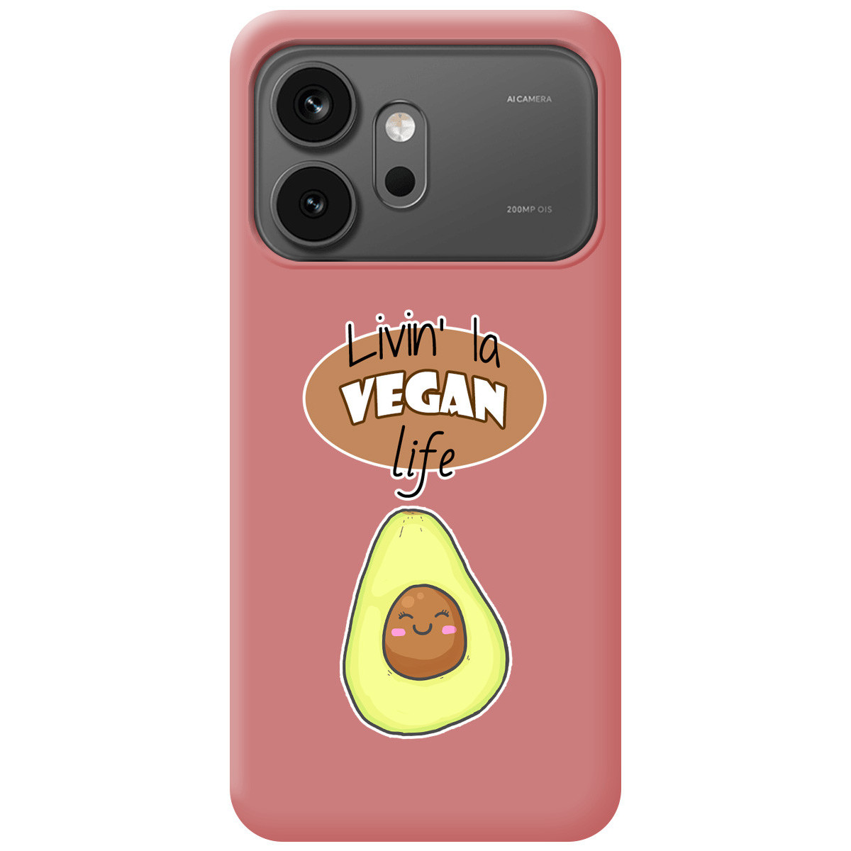 Funda Silicona Líquida Rosa para Huawei Honor 600 5G diseño Vegan Life Dibujos
