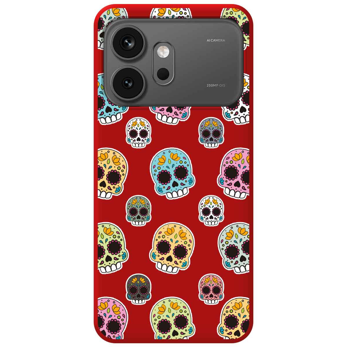 Funda Silicona Líquida Roja para Huawei Honor 600 5G diseño Catrina Dibujos