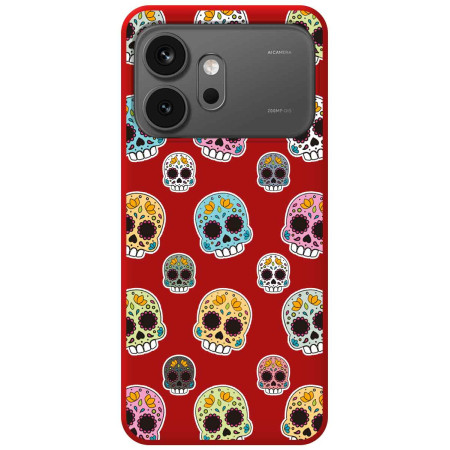 Funda Silicona Líquida Roja para Huawei Honor 600 5G diseño Catrina Dibujos