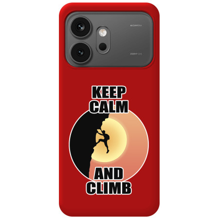 Funda Silicona Líquida Roja para Huawei Honor 600 5G diseño Hombre Escalada Dibujos