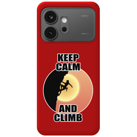 Funda Silicona Líquida Roja para Huawei Honor 600 5G diseño Mujer Escalada Dibujos