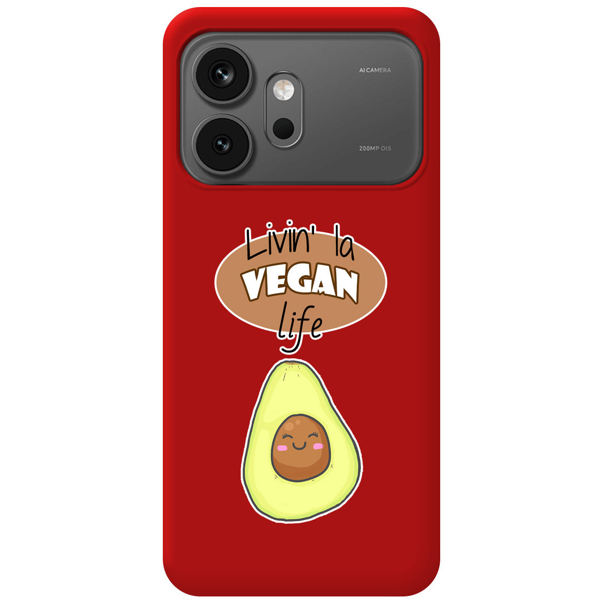 Funda Silicona Líquida Roja para Huawei Honor 600 5G diseño Vegan Life Dibujos