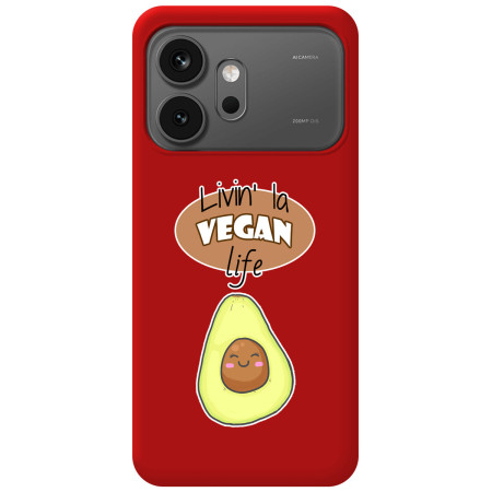 Funda Silicona Líquida Roja para Huawei Honor 600 5G diseño Vegan Life Dibujos