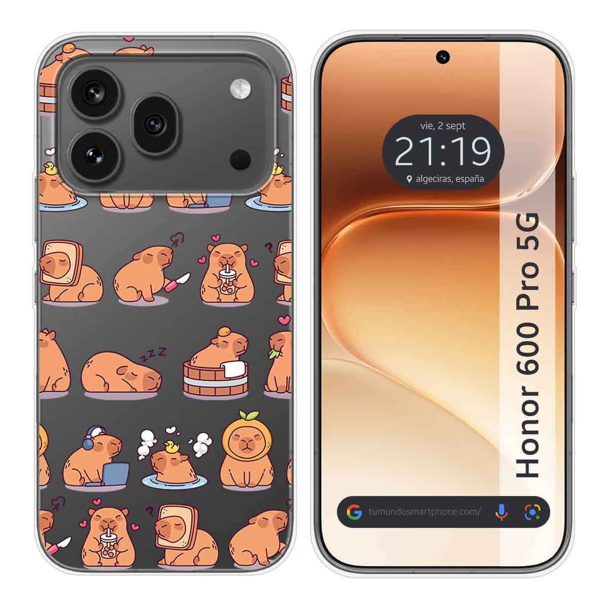 Funda Silicona Transparente para Huawei Honor 600 Pro 5G diseño Capibara 01 Dibujos