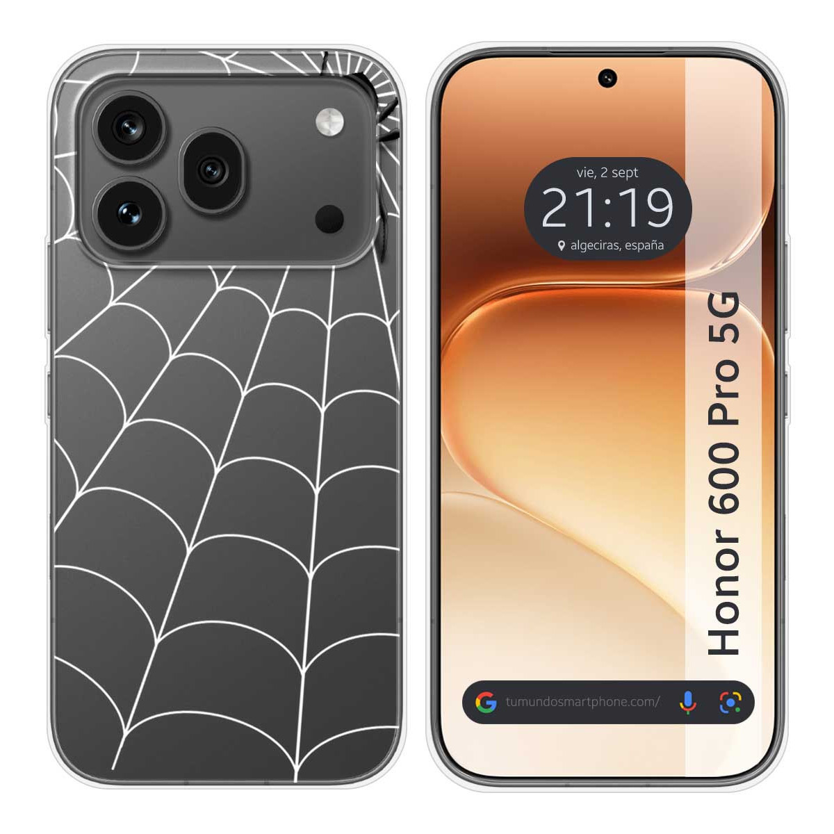 Funda Silicona Transparente para Huawei Honor 600 Pro 5G diseño Araña Dibujos