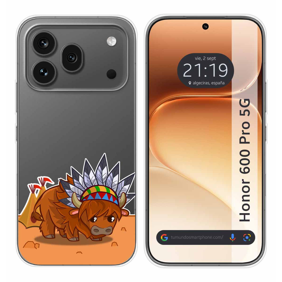Funda Silicona Transparente para Huawei Honor 600 Pro 5G diseño Bufalo Dibujos